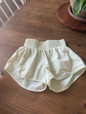 all in motion Pale Yellow Smocked-Waist Athletic Shorts